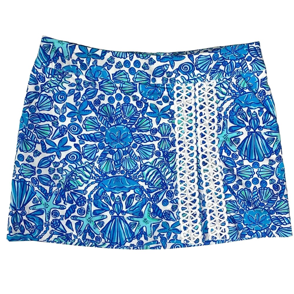 Lilly Pulitzer Jarvey Skort Sailor's Valentine Seashells Shells sz 2 Cotton